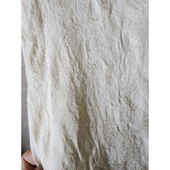 ZARA Cream Paisley Textured Fringe Career Casual Night Out Button Up Top SZ XL - Picture 3 of 10